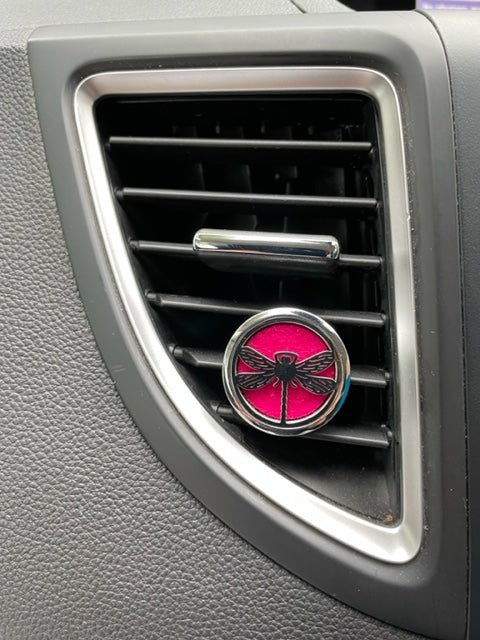 Car Diffuser with 1 tiny bottle of Calm and 1 tiny bottle of Energy and 10 pads
